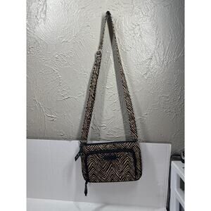 Vera Bradley Quilted Brown Black Zebra‎ Print Crossbody Bag Built-in Wallet